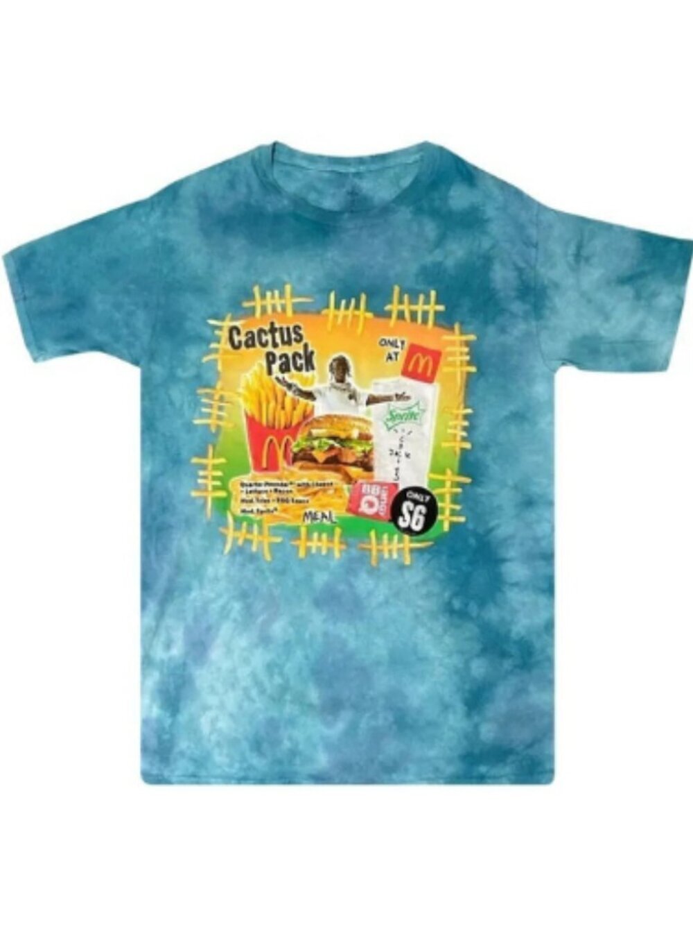 Travis Scott McDonald's Cactus Pack Bootleg Vintage Tee Blue Size XL Rap